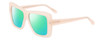 Profile View of SITO SHADES PAPILLION Designer Polarized Reading Sunglasses with Custom Cut Powered Green Mirror Lenses in Vanilla Pink Crystal Ladies Square Full Rim Acetate 56 mm