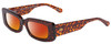 Profile View of SITO SHADES REACHING DAWN Designer Polarized Sunglasses with Custom Cut Red Mirror Lenses in Amber Cheetah Ladies Square Full Rim Acetate 51 mm