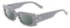 Profile View of SITO SHADES REACHING DAWN Designer Polarized Sunglasses with Custom Cut Smoke Grey Lenses in Optic Black White Checker Print Ladies Square Full Rim Acetate 51 mm