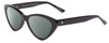 Profile View of SITO SHADES SEDUCTION Designer Polarized Sunglasses with Custom Cut Smoke Grey Lenses in Black Ladies Cat Eye Full Rim Acetate 57 mm