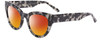 Profile View of SITO SHADES SOUL FUSION Designer Polarized Sunglasses with Custom Cut Red Mirror Lenses in Black Grey Tortoise Ladies Round Full Rim Acetate 51 mm