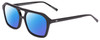 Profile View of SITO SHADES THE VOID Designer Polarized Sunglasses with Custom Cut Blue Mirror Lenses in Black Unisex Pilot Full Rim Acetate 56 mm