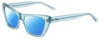 Profile View of SITO SHADES WONDERLAND Designer Polarized Sunglasses with Custom Cut Blue Mirror Lenses in Aqua Blue Crystal Ladies Cat Eye Full Rim Acetate 54 mm