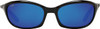 Front View of Costa Del Mar Mens Harpoon Polarized Sunglasses Black/Grey Blue Mirror 580P 62mm