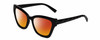 Profile View of Kendall+Kylie KK5130CE ESTELLE Designer Polarized Sunglasses with Custom Cut Red Mirror Lenses in Shiny Black  Ladies Cat Eye Full Rim Acetate 52 mm