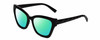 Profile View of Kendall+Kylie KK5130CE ESTELLE Designer Polarized Reading Sunglasses with Custom Cut Powered Green Mirror Lenses in Shiny Black  Ladies Cat Eye Full Rim Acetate 52 mm