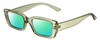 Profile View of Kendall+Kylie KK5137CE GEMMA Designer Polarized Reading Sunglasses with Custom Cut Powered Green Mirror Lenses in Mint Green Crystal Ladies Rectangular Full Rim Acetate 51 mm