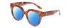 Profile View of Kendall+Kylie KK5149CE JAMIE Designer Polarized Sunglasses with Custom Cut Blue Mirror Lenses in Golden Demi Tortoise Havana Crystal Ladies Round Full Rim Acetate 51 mm