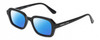 Profile View of Kendall+Kylie KK5152CE GINGER Designer Polarized Reading Sunglasses with Custom Cut Powered Blue Mirror Lenses in Gloss Black Ladies Hexagonal Full Rim Acetate 50 mm