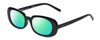 Profile View of Kendall+Kylie KK5153CE VANESSA Designer Polarized Reading Sunglasses with Custom Cut Powered Green Mirror Lenses in Gloss Black Ladies Oval Full Rim Acetate 54 mm