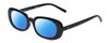 Profile View of Kendall+Kylie KK5153CE VANESSA Designer Polarized Reading Sunglasses with Custom Cut Powered Blue Mirror Lenses in Gloss Black Ladies Oval Full Rim Acetate 54 mm