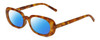 Profile View of Kendall+Kylie KK5153CE VANESSA Designer Polarized Sunglasses with Custom Cut Blue Mirror Lenses in Milky Demi Tortoise Havana Crystal Ladies Oval Full Rim Acetate 54 mm