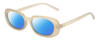 Profile View of Kendall+Kylie KK5153CE VANESSA Designer Polarized Reading Sunglasses with Custom Cut Powered Blue Mirror Lenses in Milky Beige Crystal Ladies Oval Full Rim Acetate 54 mm