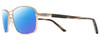 Profile View of REVO CLIVE Designer Polarized Sunglasses with Custom Cut Blue Mirror Lenses in Satin Gold Brown Mens Oval Full Rim Metal 58 mm