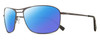 Profile View of REVO SURGE Designer Polarized Sunglasses with Custom Cut Blue Mirror Lenses in Matte Gunmetal Black Mens Rectangular Full Rim Metal 62 mm