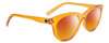 Profile View of SPY Optics Boundless  Designer Polarized Sunglasses with Custom Cut Red Mirror Lenses in Orange Crystal Unisex Cat Eye Full Rim Acetate 53 mm