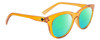 Profile View of SPY Optics Boundless  Designer Polarized Reading Sunglasses with Custom Cut Powered Green Mirror Lenses in Orange Crystal Unisex Cat Eye Full Rim Acetate 53 mm