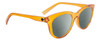 Profile View of SPY Optics Boundless  Designer Polarized Reading Sunglasses with Custom Cut Powered Smoke Grey Lenses in Orange Crystal Unisex Cat Eye Full Rim Acetate 53 mm