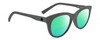 Profile View of SPY Optics Boundless Designer Polarized Reading Sunglasses with Custom Cut Powered Green Mirror Lenses in Matte Gunmetal Grey Unisex Cat Eye Full Rim Acetate 53 mm