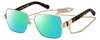 Profile View of Marc Jacobs MARC495S Designer Polarized Reading Sunglasses with Custom Cut Powered Green Mirror Lenses in Gold Copper Tortoise Havana Ladies Hexagonal Full Rim Metal 58 mm