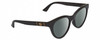 Profile View of Gucci GG0763S Designer Polarized Reading Sunglasses with Custom Cut Powered Smoke Grey Lenses in Gloss Black Gold Ladies Cat Eye Full Rim Acetate 53 mm