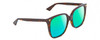 Profile View of Gucci GG0022S Designer Polarized Reading Sunglasses with Custom Cut Powered Green Mirror Lenses in Brown Tortoise Havana Ladies Cat Eye Full Rim Acetate 57 mm
