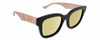 Profile View of Gucci GG0998S Designer Polarized Reading Sunglasses with Custom Cut Powered Sun Flower Yellow Lenses in Gloss Black Pink Opal Gold Ladies Cat Eye Full Rim Acetate 52 mm