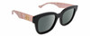 Profile View of Gucci GG0998S Designer Polarized Reading Sunglasses with Custom Cut Powered Smoke Grey Lenses in Gloss Black Pink Opal Gold Ladies Cat Eye Full Rim Acetate 52 mm