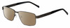 Profile View of Dale Earnhardt, Jr. DJ6816 Designer Polarized Sunglasses with Custom Cut Amber Brown Lenses in Satin GunMetal Silver Black Unisex Rectangular Full Rim Stainless Steel 60 mm