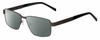 Profile View of Dale Earnhardt, Jr. DJ6816 Designer Polarized Sunglasses with Custom Cut Smoke Grey Lenses in Satin GunMetal Silver Black Unisex Rectangular Full Rim Stainless Steel 60 mm