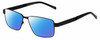 Profile View of Dale Earnhardt, Jr. DJ6816 Designer Polarized Reading Sunglasses with Custom Cut Powered Blue Mirror Lenses in Satin Black Unisex Rectangular Full Rim Stainless Steel 60 mm