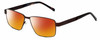 Profile View of Dale Earnhardt, Jr. DJ6816 Designer Polarized Sunglasses with Custom Cut Red Mirror Lenses in Satin Brown Unisex Rectangular Full Rim Stainless Steel 60 mm