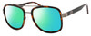 Profile View of Guess Factory GF5091 Designer Polarized Reading Sunglasses with Custom Cut Powered Green Mirror Lenses in Tortoise Havana Gunmetal Black Ladies Pilot Full Rim Acetate 57 mm