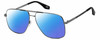 Profile View of Marc Jacobs 387/S Designer Polarized Reading Sunglasses with Custom Cut Powered Blue Mirror Lenses in Shiny Gunmetal Black Unisex Pilot Full Rim Metal 60 mm