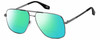 Profile View of Marc Jacobs 387/S Designer Polarized Reading Sunglasses with Custom Cut Powered Green Mirror Lenses in Shiny Gunmetal Black Unisex Pilot Full Rim Metal 60 mm