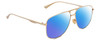 Profile View of Gucci GG0336S Designer Polarized Sunglasses with Custom Cut Blue Mirror Lenses in Gold Unisex Square Full Rim Metal 60 mm