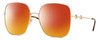 Profile View of Gucci GG0879S Designer Polarized Sunglasses with Custom Cut Red Mirror Lenses in Gold Black Ladies Square Full Rim Metal 61 mm