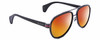 Profile View of Gucci GG0447S Designer Polarized Sunglasses with Custom Cut Red Mirror Lenses in Black Silver Red Green Unisex Pilot Full Rim Acetate 58 mm