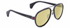 Profile View of Gucci GG0447S Designer Polarized Reading Sunglasses with Custom Cut Powered Sun Flower Yellow Lenses in Black Silver Red Green Unisex Pilot Full Rim Acetate 58 mm