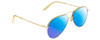 Profile View of Gucci GG0356S Designer Polarized Sunglasses with Custom Cut Blue Mirror Lenses in Gold Unisex Pilot Full Rim Metal 59 mm