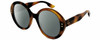 Profile View of Gucci GG1081S Designer Polarized Sunglasses with Custom Cut Smoke Grey Lenses in Gloss Tortoise Havana Brown Gold Ladies Round Full Rim Acetate 54 mm
