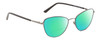 Profile View of Calvin Klein CK20305 Designer Polarized Reading Sunglasses with Custom Cut Powered Green Mirror Lenses in Satin Black Gunmetal Ladies Cat Eye Full Rim Metal 53 mm