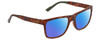 Profile View of Calvin Klein CK21531S Designer Polarized Reading Sunglasses with Custom Cut Powered Blue Mirror Lenses in Brown Havana Tortoise Green Unisex Square Full Rim Acetate 58 mm