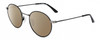 Profile View of Calvin Klein CK21108S Designer Polarized Sunglasses with Custom Cut Amber Brown Lenses in Matte Black Gun Metal Silver Unisex Round Full Rim Metal 51 mm