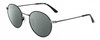 Profile View of Calvin Klein CK21108S Designer Polarized Reading Sunglasses with Custom Cut Powered Smoke Grey Lenses in Matte Black Gun Metal Silver Unisex Round Full Rim Metal 51 mm