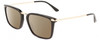 Profile View of Calvin Klein CK22512S Designer Polarized Sunglasses with Custom Cut Amber Brown Lenses in Gloss Black Gold Unisex Rectangular Full Rim Acetate 53 mm