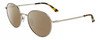 Profile View of Calvin Klein CK21127S Designer Polarized Reading Sunglasses with Custom Cut Powered Amber Brown Lenses in Gold Tortoise Havana Unisex Round Full Rim Metal 54 mm
