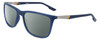 Profile View of Columbia C553S Designer Polarized Sunglasses with Custom Cut Smoke Grey Lenses in Matte Navy Blue Silver Unisex Rectangular Full Rim Acetate 62 mm