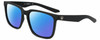 Profile View of Dragon Alliance DR BAILE XL LL Mick Fanning Signature Collection Designer Polarized Reading Sunglasses with Custom Cut Powered Blue Mirror Lenses in Matte Black Unisex Square Full Rim Acetate 58 mm