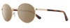 Profile View of REVO RILEY S Designer Polarized Sunglasses with Custom Cut Amber Brown Lenses in Gold Tortoise Havana Unisex Round Full Rim Stainless Steel 50 mm